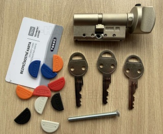 Wkładka 105 nst 40X65G, TOKOZ TECH klucz-gałka nikiel mat/blokada bezpieczeństwa, 3 klucze