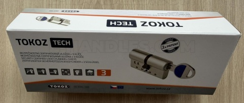 Wkładka 90 nst 50X40G, TOKOZ TECH klucz-gałka nikiel mat/blokada bezpieczeństwa, 3 klucze