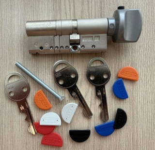 Wkładka 115 nst 60X55G, TOKOZ TECH klucz-gałka chrom mat/blokada bezpieczeństwa, 3 klucze