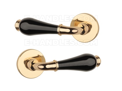 Klamka DIANELLA Rozeta R slim 7 mm LG/ BLACK CERAMICS - złoty polerowany / czarna ceramika