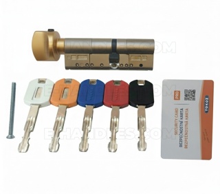 Wkładka 115 nst 60X55G, TOKOZ PRO300 klucz-gałka mosiądz mat/blokada bezpieczeństwa, 5 kluczy