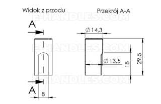 Nasadka na zawias aluminium dł. 30mm fi 13,5mm PSC - chrom satynowy
