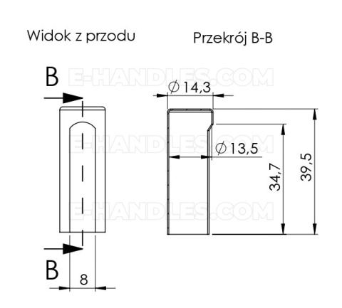 Nasadka na zawias aluminium dł. 40mm fi 13,5mm LIGHT BROWN - jasny brązowy