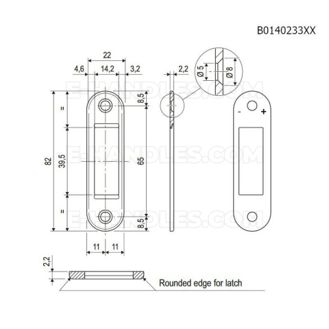 Zaczep EASY-FIX 22x82x2,2mm z regulacją mosiądzowany AGB B014023303