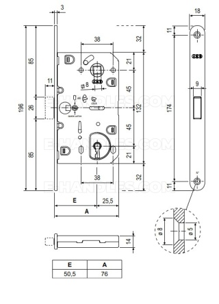 Zamek magnetyczny na klucz 90/50 mosiądz mat F18 AGB B061015023 Mediana POLARIS 2XT