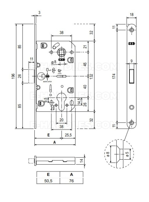 Zamek magnetyczny na wkładkę 85/50 jasny brąz F18 AGB B061035042 Mediana POLARIS 2XT
