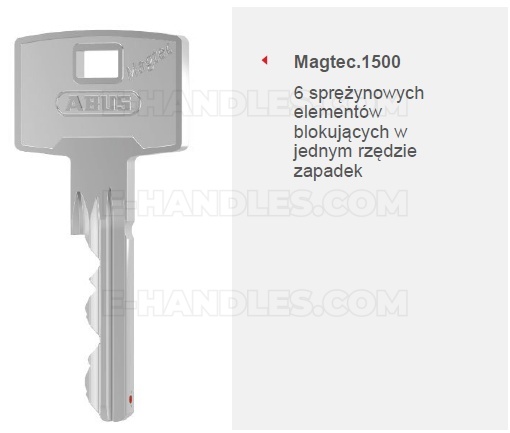 Klucz ABUS MAGTEC 1500 i sześć elementów blokujących