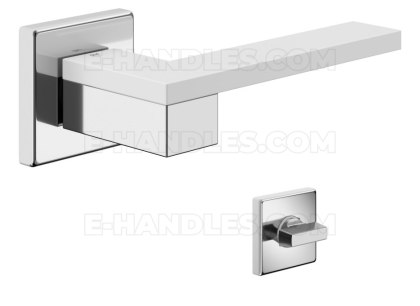 Klamka DND by Martinelli Esa 02 Vis rozeta kwadratowa chrom/biały z rozetą WC