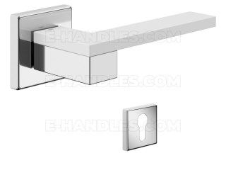 Klamka DND by Martinelli Esa 02 Vis rozeta kwadratowa chrom/biały z rozetą na wkładkę