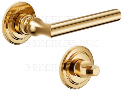 Klamka DND by Martinelli Isabella rozeta okrągła PVD antyczny złoty z rozetą WC
