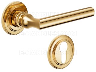 Klamka DND by Martinelli Isabella rozeta okrągła PVD antyczny złoty z rozetą na wkładkę