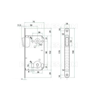 Zamek magnetyczny na klucz 90/50 chrom satyna BONAITI TWIN оригінал