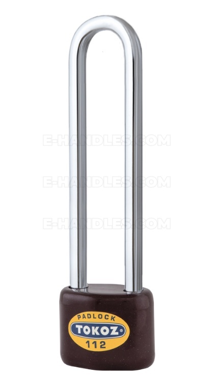 Kłódka TOKOZ 112/50 LONG – długi pałąk 130mm Ø9 mm, 3 klucze