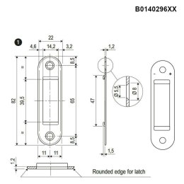 Zaczep EASY-FIX 22x82x1,2mm z regulacją mosiądzowany AGB B014029603