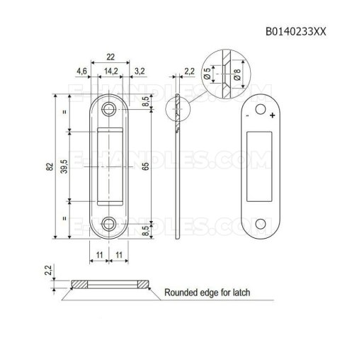 Zaczep EASY-FIX 22x82x2,2mm z regulacją brązowy AGB B014023322