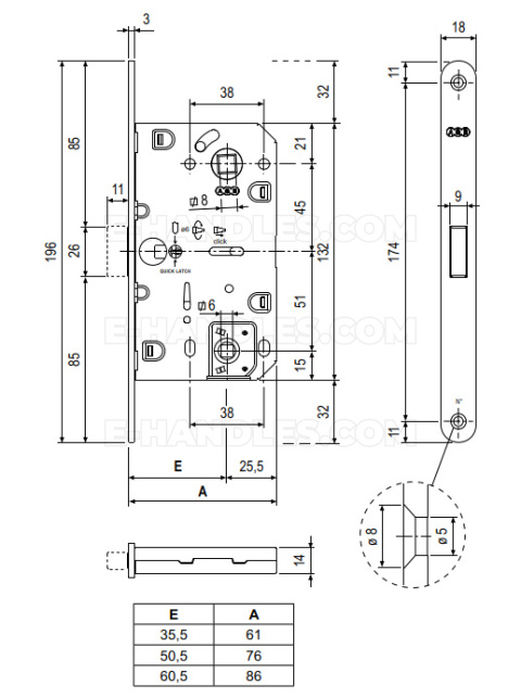 Zamek magnetyczny do WC 96/35 chrom mat F18 AGB B061023534 Mediana POLARIS 2XT