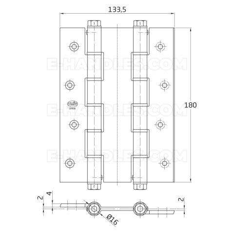 Zawias wahadłowy AMIG 3035-180mm aluminiowy 180 czarny