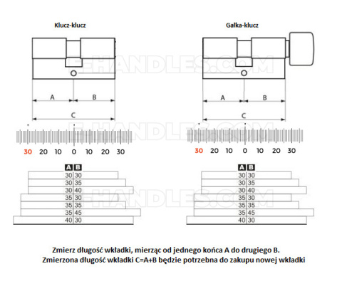 Wkładka drzwiowa z gałką AGB 600 105mm G30x75 czarny mat C620842570