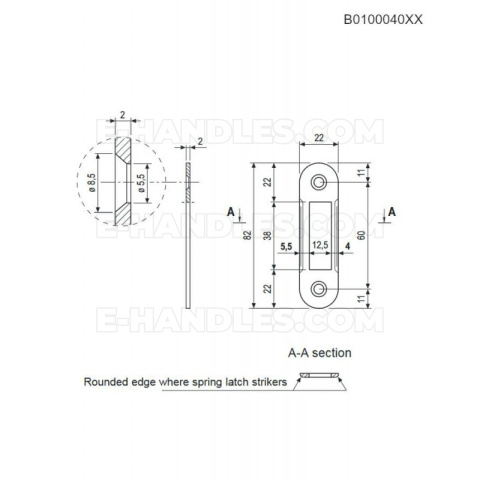 Планка AGB для замків CENTRO i MEDIANA EVOLUTION 22x82 chrom mat B010004034