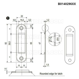 Планка AGB для замків CENTRO i MEDIANA EVOLUTION 22x82 mosiądzowany B010004003