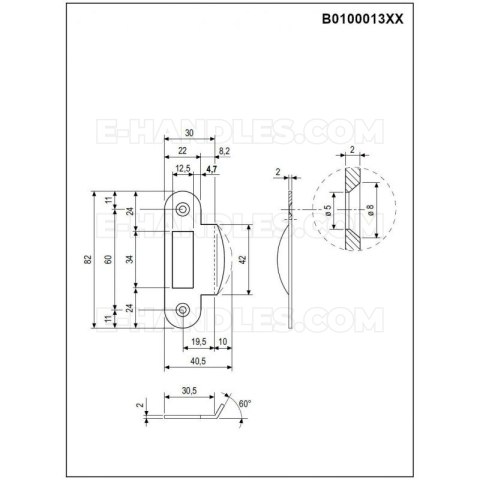 Zaczep Easy-Matic 22x82x2mm najazd kątowy 8mm brązowy do zam. Mediana i Centro B010001322