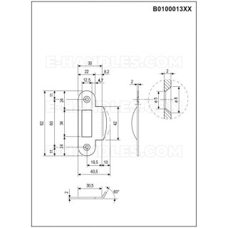 Zaczep Easy-Matic 22x82x2mm najazd kątowy 8mm mosiądz antyczny do zam. Mediana i Centro B010001312