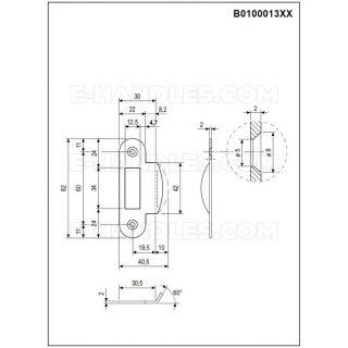 Zaczep Easy-Matic 22x82x2mm najazd kątowy 8mm biały do zamków Mediana i Centro B010001391