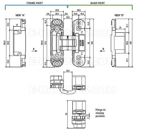 Zawias AGB ECLIPSE 2.0-44 biały E302000391