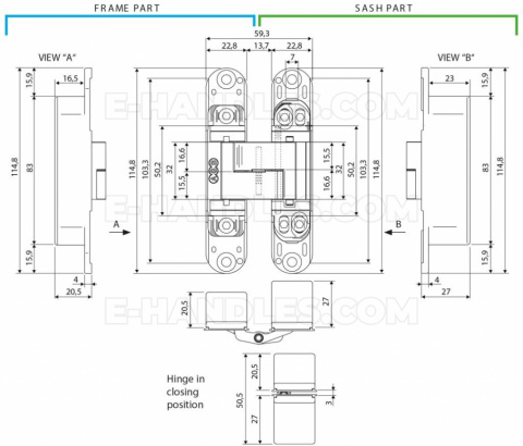 Zawias AGB ECLIPSE 3.2 chrom mat HD