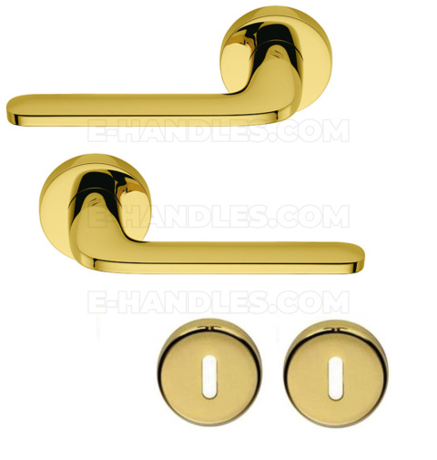 Klamka z rozetą na klucz Colombo Design Roboquattro OL - złoty
