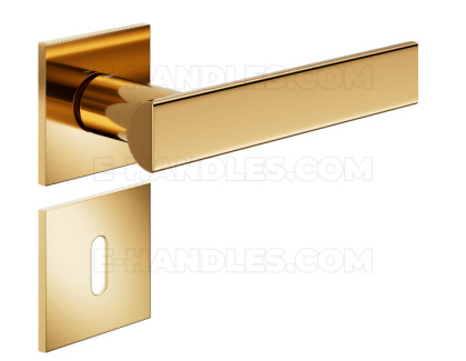 Klamka DND by Martinelli Anik 02 fine rozeta kwadratowa PVD antyczny złoty z rozetą na klucz