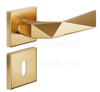 Klamka DND by Martinelli Luxury 02 Vis rozeta kwadratowa PVD antyczny złoty-satyna z rozetą na klucz