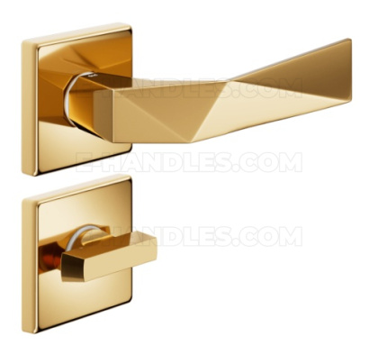 Klamka DND by Martinelli Luxury 02 Vis rozeta kwadratowa PVD antyczny złoty z rozetą WC