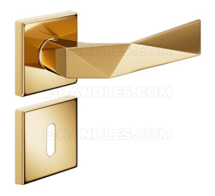 Klamka DND by Martinelli Luxury 02 Vis rozeta kwadratowa PVD antyczny złoty z rozetą na klucz