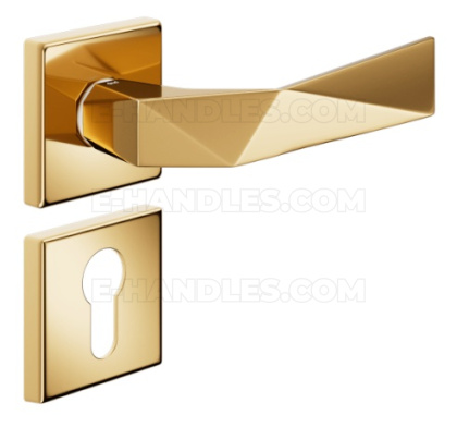 Klamka DND by Martinelli Luxury 02 Vis rozeta kwadratowa PVD antyczny złoty z rozetą na wkładkę