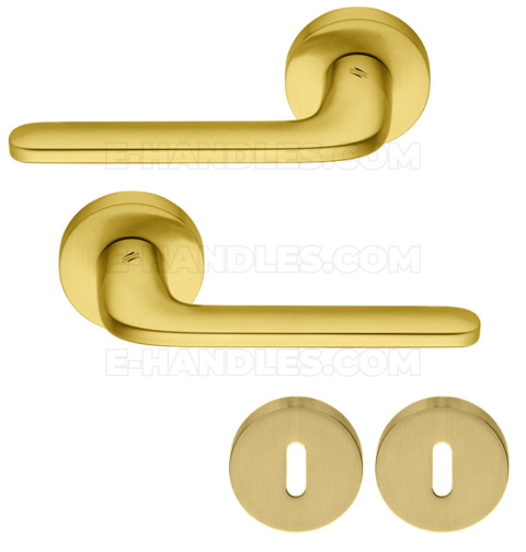 Klamka z rozetą na klucz Colombo Design Roboquattro OM - złoty mat PVD