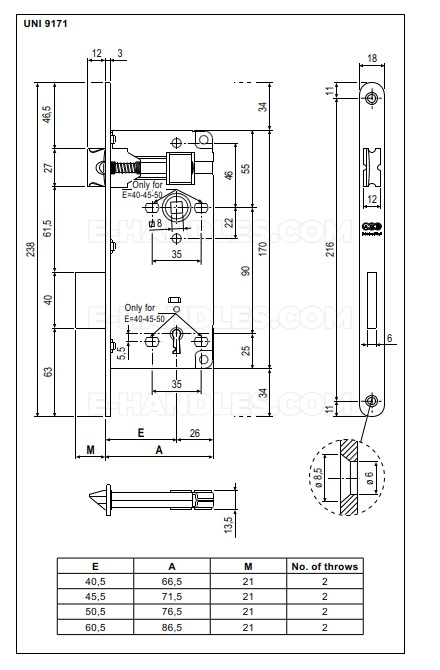 Замок дверний AGB PATENT GRANDE на ключ 90/40 mosiądzowany F18 B005974003