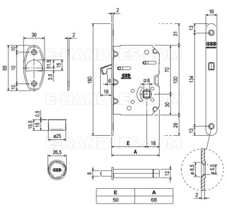 Замок AGB SCIVOLA Tre WC гаковий для санвузла 50mm F16 nikiel B089215006