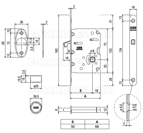 Замок AGB SCIVOLA Tre WC гаковий для санвузла 50mm F16 czarny B08921509