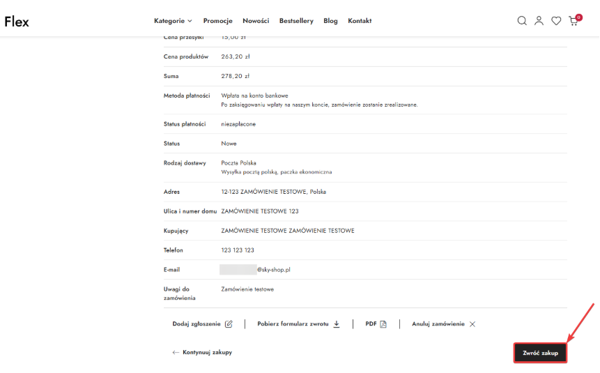 Jak klient niezalogowany zgłasza zwrot produkt&oacute;w w sklepie E-Handles
